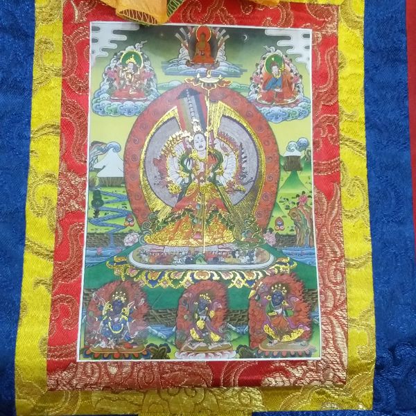 Tranh Thangka Phật Bạch Tản Cái_35x20cm